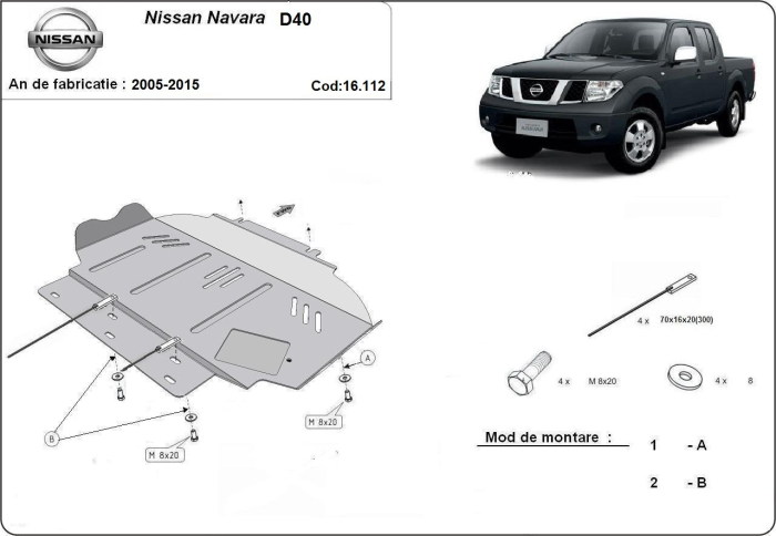 Scut motor Nissan Navara 2005-2015 - Oțel 3 mm [3]