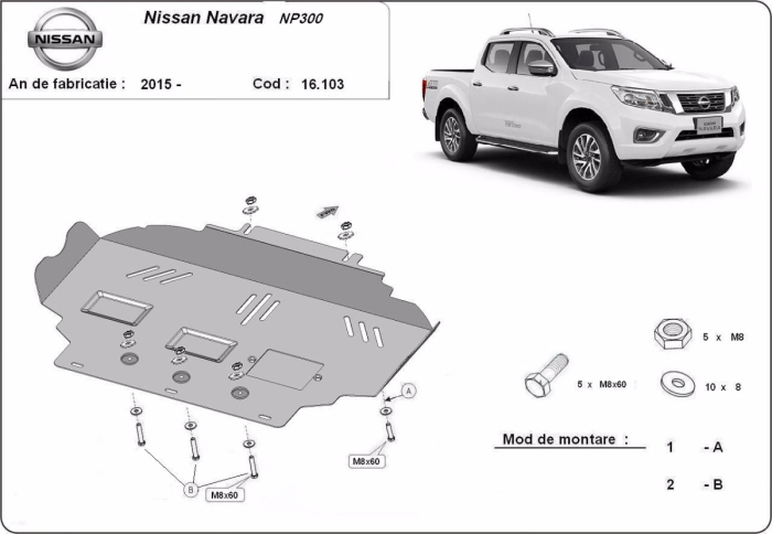 Scut motor Nissan Navara NP300 dupa 2015 2015-2021 - Oțel 2.5 mm [3]