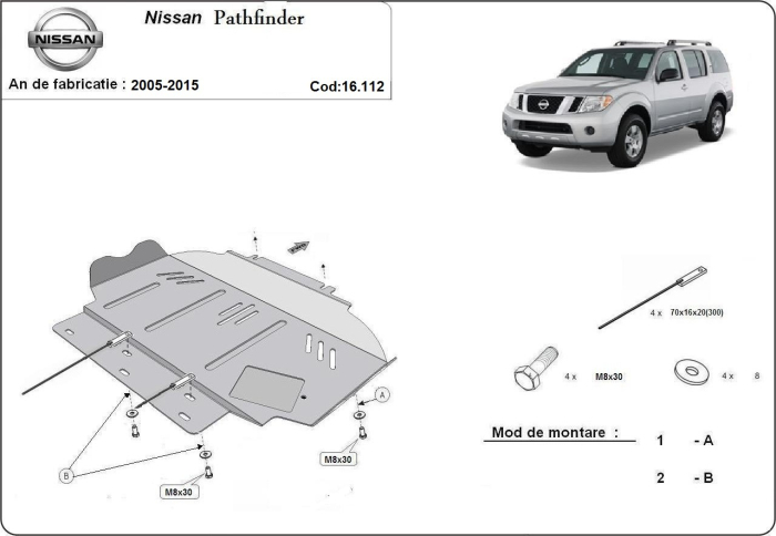 Scut motor Nissan Pathfinder 2005-2015 - Oțel 3 mm [3]