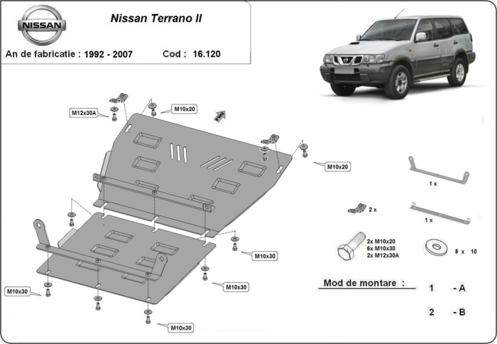 Scut motor Nissan Terrano II 1992-2007 - Oțel 3 mm [3]