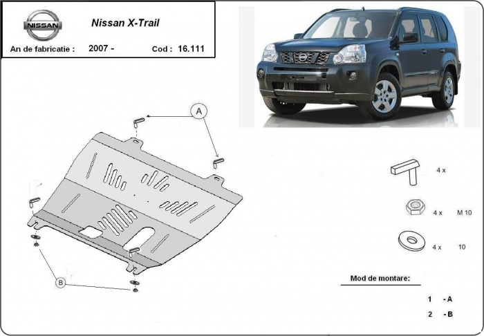 Scut motor Nissan X-Trail T31 2007-2013 - Oțel 2 mm [3]