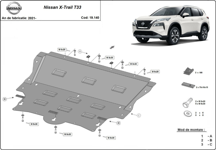 Scut motor Nissan X-Trail T33 2021-2026 - Oțel 2 mm [3]