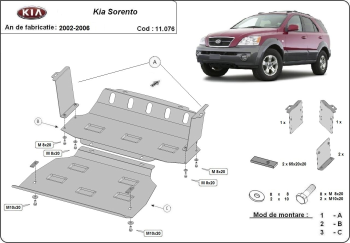 Scut motor și radiator Kia Sorento 2001-2006 - Oțel 2 mm [3]