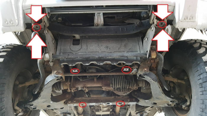 Scut motor și radiator Mitsubishi Pajero 3 (V60, V70) 1999-2007 - Oțel 2.5 mm [9]