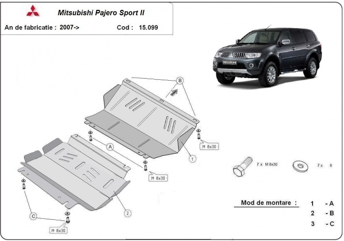 Scut motor și radiator Mitsubishi Pajero Sport 2 2007-2026 - Oțel 3 mm [3]