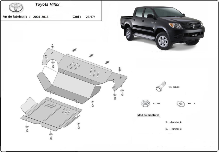 Scut motor și radiator Toyota Hilux 2004-2015 - Oțel 3 mm [3]