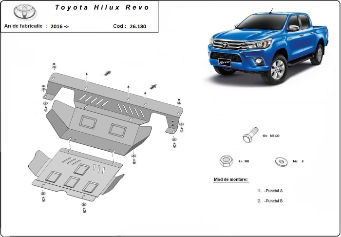 Scut motor și radiator Toyota Hilux Revo 2016-2026 - Oțel 2.5 mm [3]