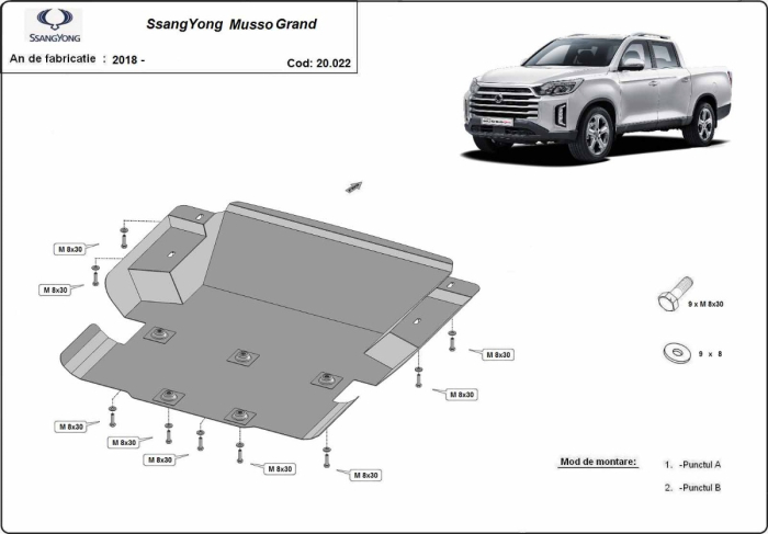 Scut motor SsangYong Musso Grand 2018-2026 - Oțel 2 mm [3]