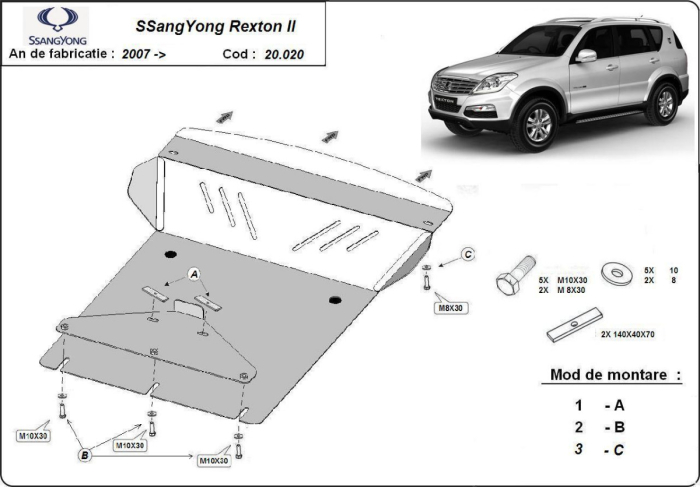 Scut motor SsangYong Rexton 2 2007-2017 - Oțel 2 mm [3]