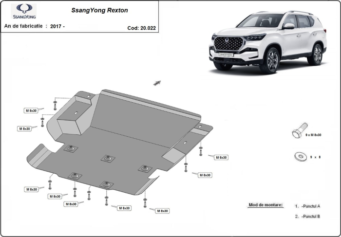Scut motor SsangYong Rexton 2017-2026 - Oțel 2 mm [3]