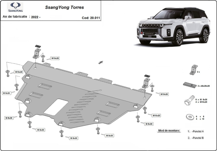 Scut motor SsangYong Torres 2022-2026 - Oțel 2 mm [3]