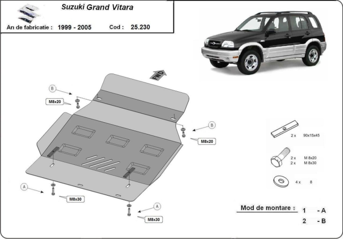 Scut motor Suzuki Grand Vitara 1999-2005 - Oțel 3 mm [3]