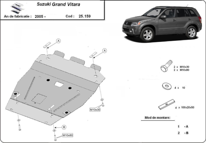 Scut motor Suzuki Grand Vitara 2005-2019 - Oțel 3 mm [3]