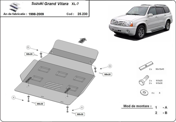 Scut motor Suzuki Grand Vitara XL-7 1998-2009 - Oțel 3 mm [3]