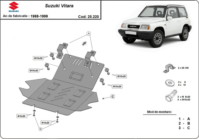 Scut motor Suzuki Vitara 1988-1999 - Oțel 3 mm [3]