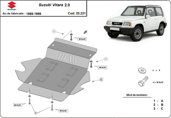 Scut motor Suzuki Vitara 2.0 1988-1999 - Oțel 2.5 mm [3]