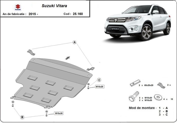 Scut motor Suzuki Vitara 2015-2023 - Oțel 2 mm [3]