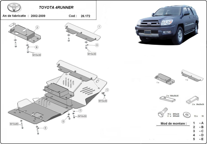 Scut motor Toyota 4Runner 2002-2009 - Oțel 2.5 mm [3]