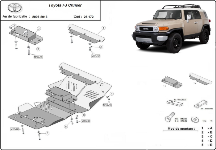 Scut motor Toyota FJ Cruiser 2006-2018 - Oțel 2.5 mm [3]