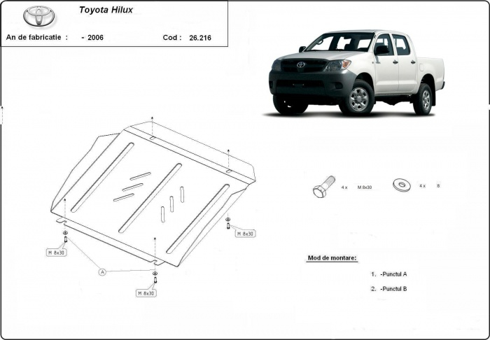 Scut motor Toyota Hilux 2000-2004 - Oțel 3 mm [3]