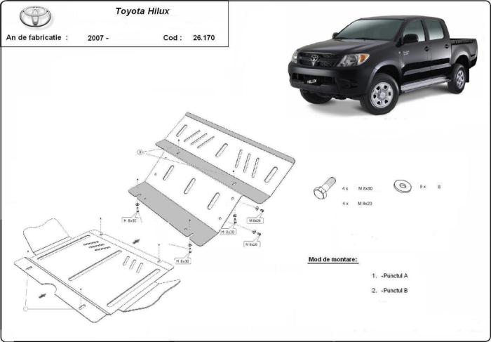 Scut motor Toyota Hilux 2004-2015 - Oțel 3 mm [3]