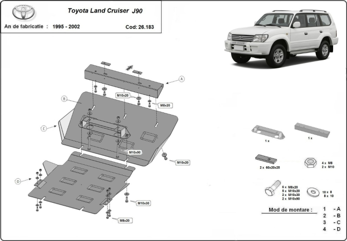 Scut motor Toyota Land Cruiser J90 1995-2002 - Oțel 2.5 mm [3]