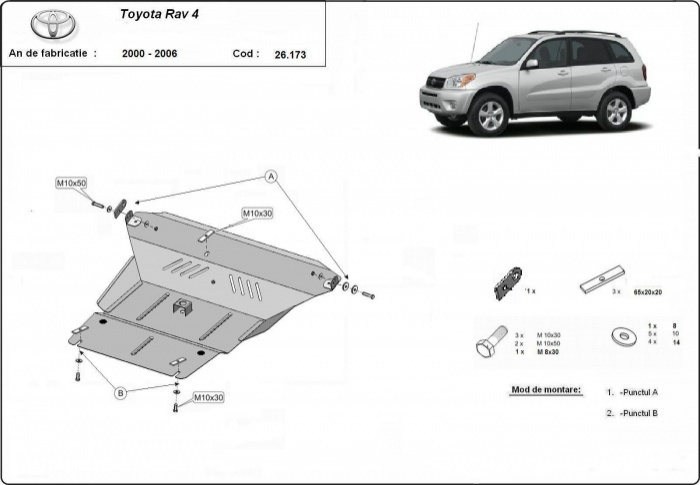 Scut motor Toyota RAV4 2000-2006 - Oțel 2.5 mm [3]