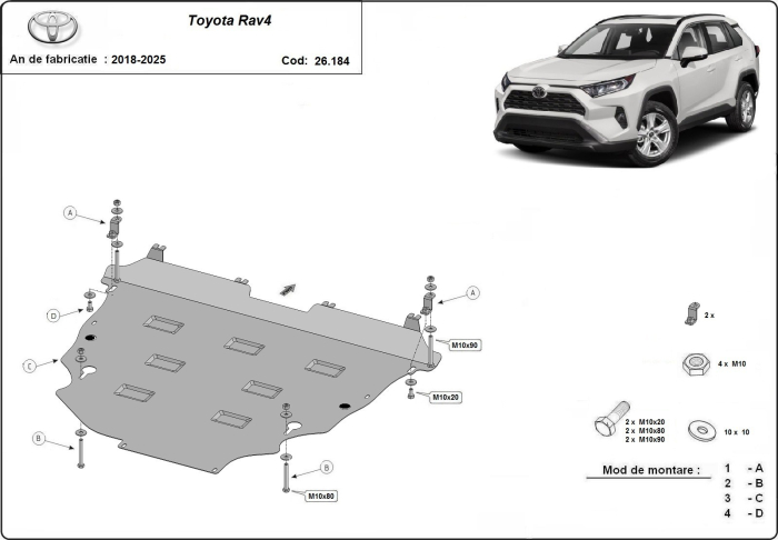 Scut motor Toyota RAV4 2018-2025 - Oțel 2 mm [3]