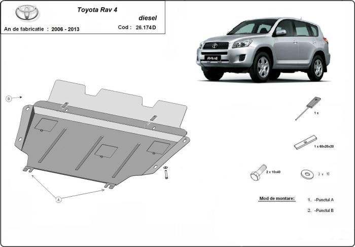 Scut motor Toyota RAV4 diesel 2006-2013 - Oțel 2 mm [3]