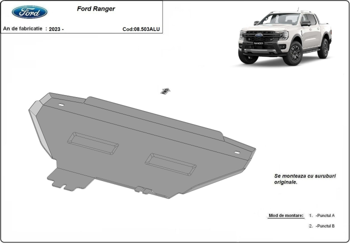 Scut radiator din aluminiu Ford Ranger 2023-2026 - Aluminiu 3 mm [3]