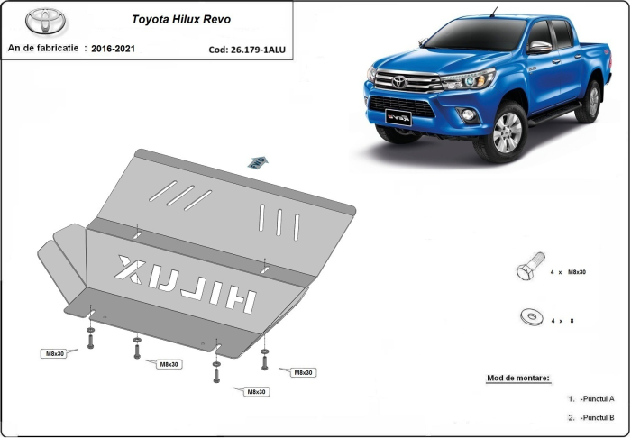 Scut radiator din aluminiu Toyota Hilux Revo 2016-2026 - Aluminiu 4 mm [2]
