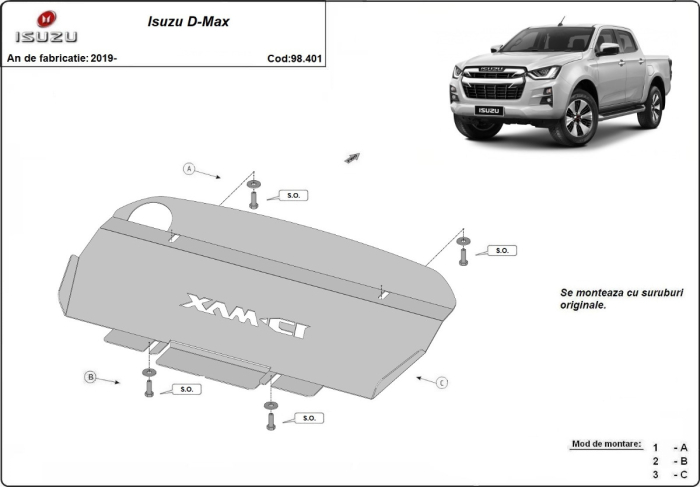 Scut radiator Isuzu D-Max 2019-2026 - Oțel 3 mm [3]