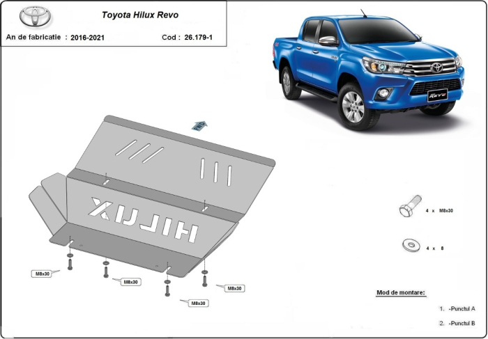 Scut radiator metalic Toyota Hilux Revo 2016-2026 - Oțel 3 mm [2]