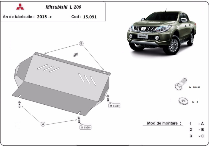 Scut radiator Mitsubishi L200 2015-2026 - Oțel 2.5 mm [3]