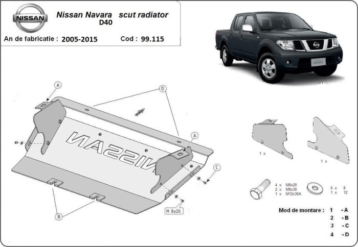 Scut radiator Nissan Navara 2005-2015 - Oțel 3 mm [3]