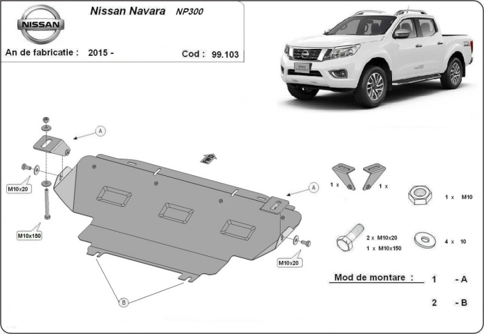 Scut radiator Nissan Navara NP300 dupa 2015 2015-2021 - Oțel 2 mm [3]