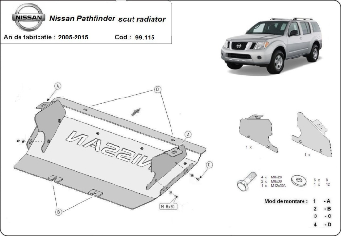 Scut radiator Nissan Pathfinder 2005-2015 - Oțel 3 mm [3]