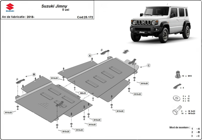Scut reductor/cutie transfer Suzuki Jimny - model cu 5 uși 2018-2026 - Oțel 2.5 mm [3]