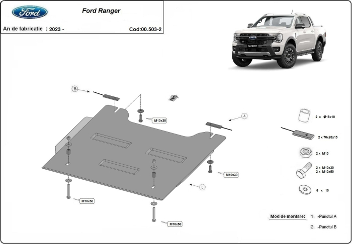 Scut reductor Ford Ranger 2023-2026 - Oțel 3 mm [2]
