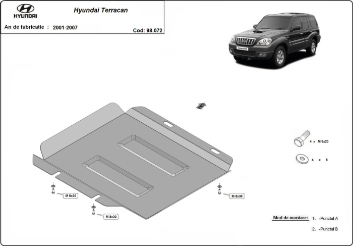 Scut reductor Hyundai Terracan 2001-2007 - Oțel 2 mm [3]