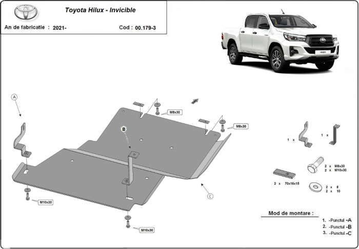 Scut reductor Toyota Hilux Invincible 2021-2026 - Oțel 3 mm [2]