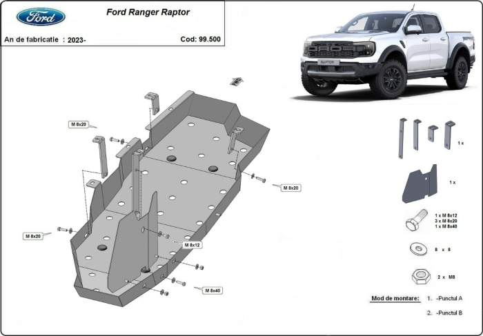 Scut rezervor combustibil Ford Ranger Raptor 2023-2026 - Oțel 2 mm [3]
