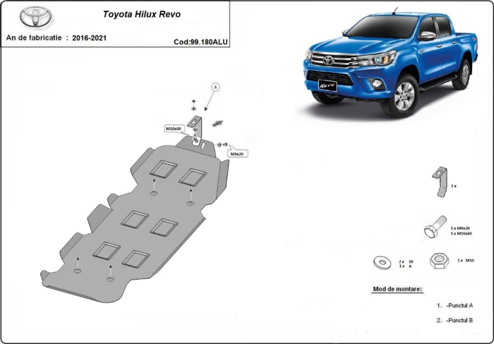 Scut rezervor din aluminiu Toyota Hilux Revo 2016-2021 - Aluminiu 3 mm [3]