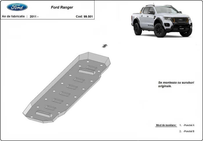 Scut rezervor Ford Ranger 2011-2023 - Oțel 2 mm [3]