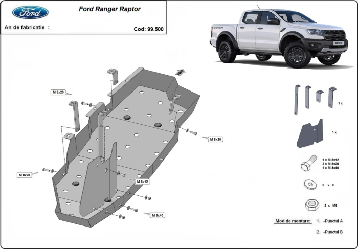 Scut rezervor Ford Ranger Raptor 2020-2023 - Oțel 2 mm [3]