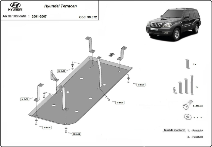 Scut rezervor Hyundai Terracan 2001-2007 - Oțel 2 mm [3]