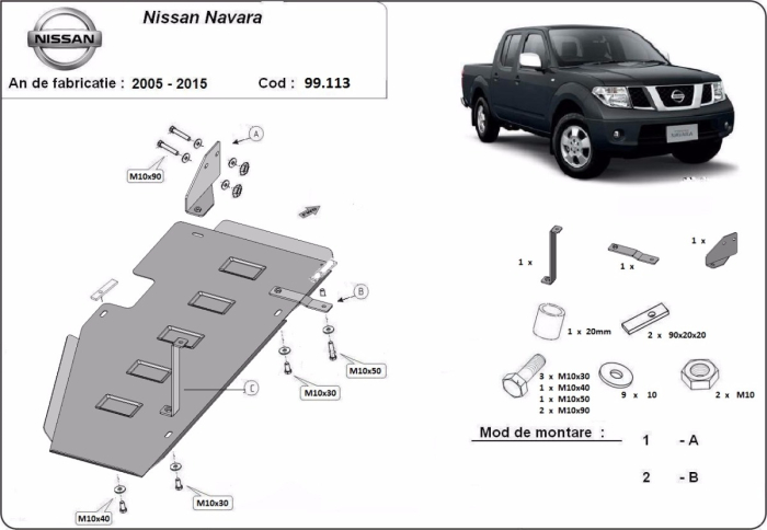 Scut rezervor Nissan Navara 2005-2015 - Oțel 2.5 mm [3]