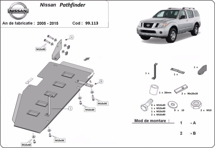 Scut rezervor Nissan Pathfinder 2005-2015 - Oțel 2.5 mm [3]