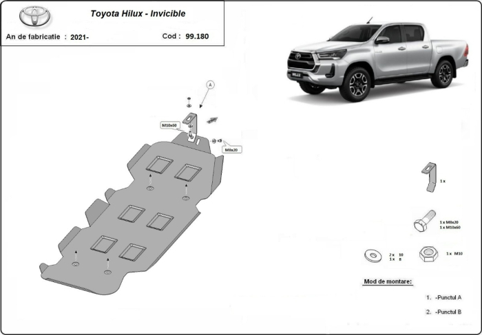 Scut rezervor Toyota Hilux Invincible 2021-2026 - Oțel 3 mm [3]