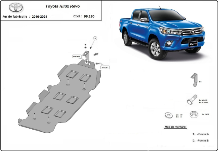 Scut rezervor Toyota Hilux Revo 2016-2026 - Oțel 2.5 mm [3]